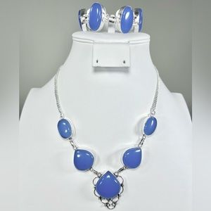 Chalcedony 925 Gemstone Necklace & Bracelet Set